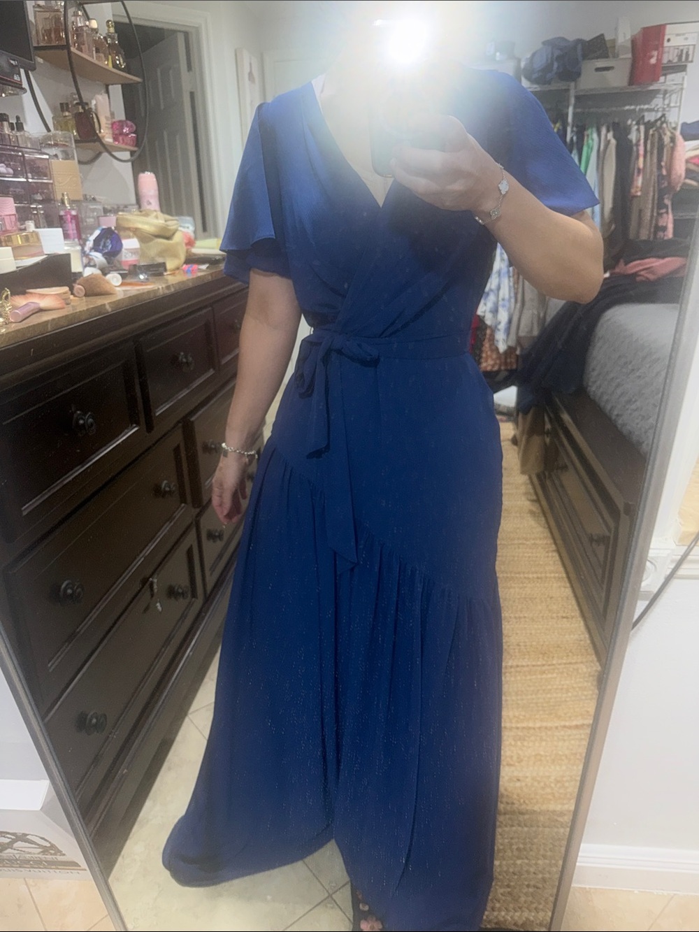 Polo by Ralph Lauren Royal Blue Wrap Maxi Dress with Tie Waist